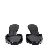 The Attico Black Leather Flat Sandals