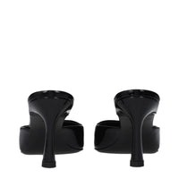 The Attico Black Leather Flat Sandals