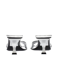 The Attico Gray Leather Flat Sandals