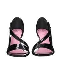 Balmain Black Leather Stiletto Heel Sandals