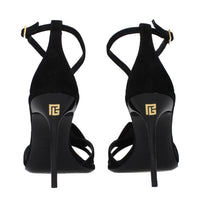 Balmain Black Leather Stiletto Heel Sandals