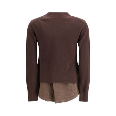 Sacai Brown Cotton Cardigan