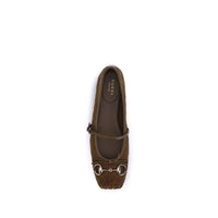 Gucci Brown Calf Leather Bos Taurus Ballet Flats