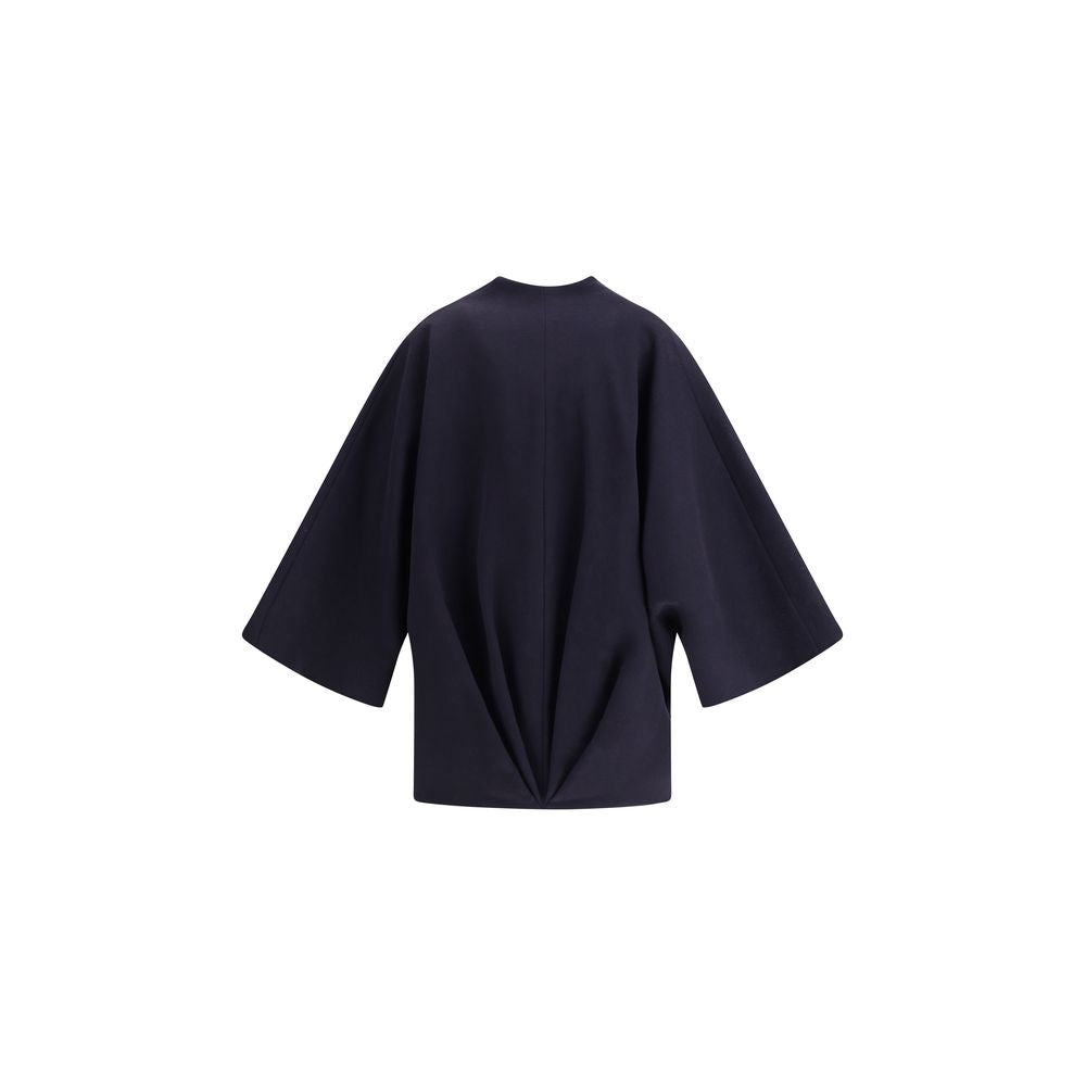 Balmain Blue Fleece Wool Coat