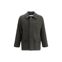 Ami Paris Gray Fleece Wool Coat