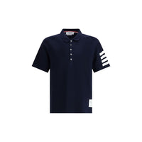 Thom Browne Blue Cotton Polo Shirt