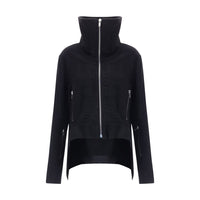 Rick Owens Black Fleece Wool Biker Jacket