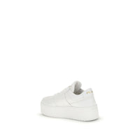 Prada White Calf Leather Bos Taurus Platform Sneakers