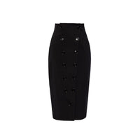 Alaïa Black Elastane Midi Skirt