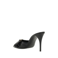 Saint Laurent Black Lamb Ovis Aries Aries Stiletto Heel Sandals