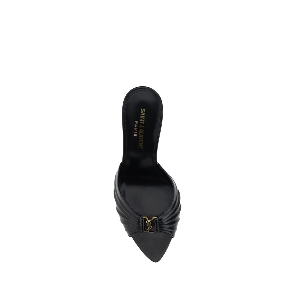 Saint Laurent Black Lamb Ovis Aries Aries Stiletto Heel Sandals