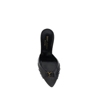 Saint Laurent Black Lamb Ovis Aries Aries Stiletto Heel Sandals