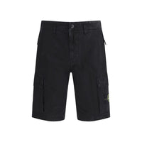 Stone Island Black Cotton Bermuda Shorts