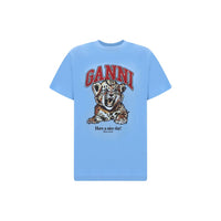Ganni Light Blue Cotton T-Shirt