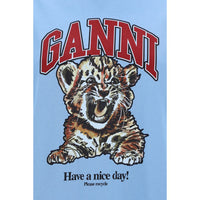 Ganni Light Blue Cotton T-Shirt