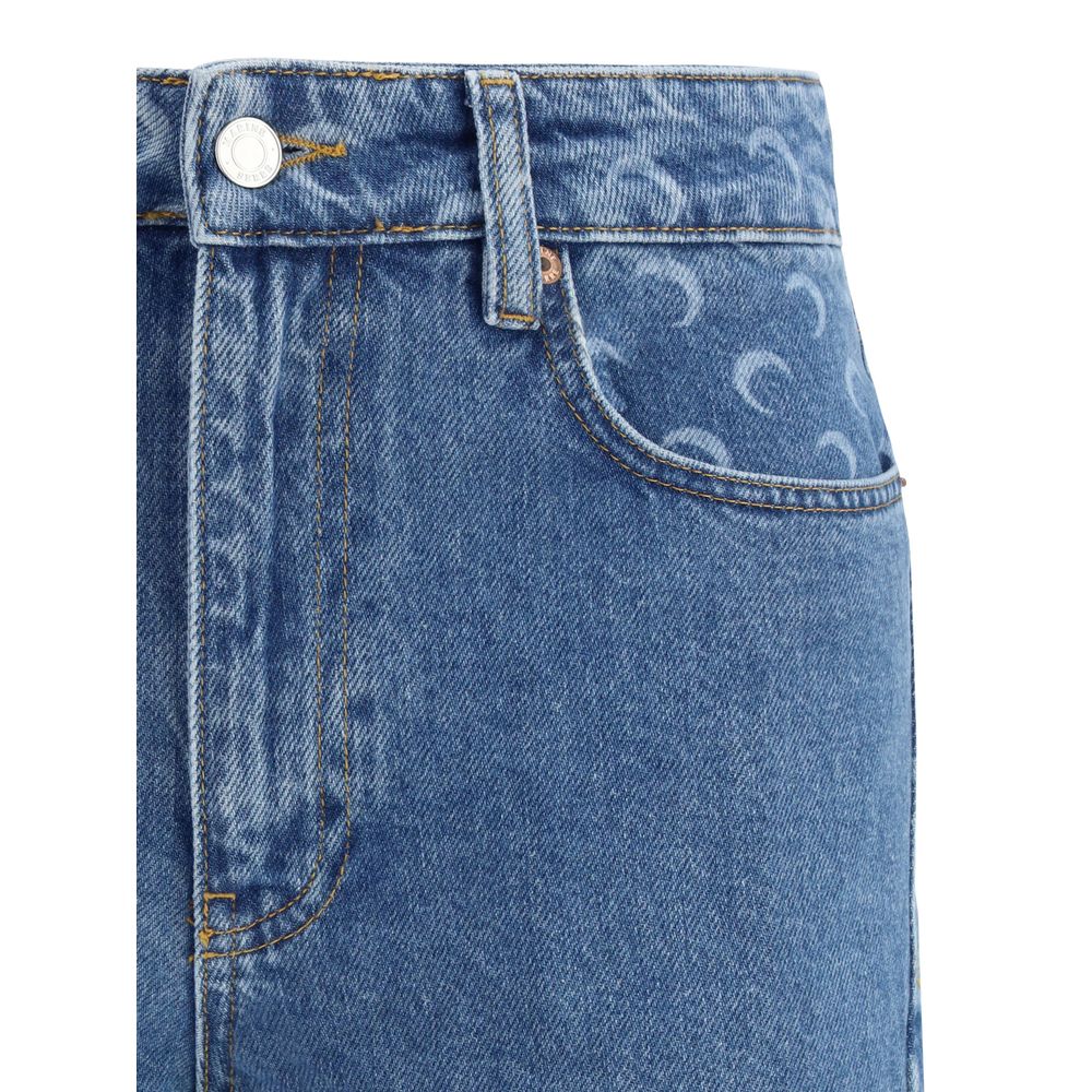 Marine Serre Light Blue Cotton Relaxed Fit Jeans
