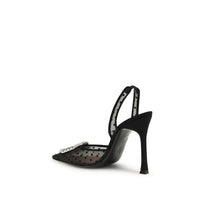 Amina Muaddi Black Glass Platform Pumps