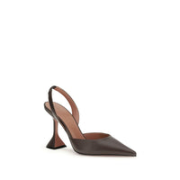 Amina Muaddi Brown Calf Leather Bos Taurus Pumps