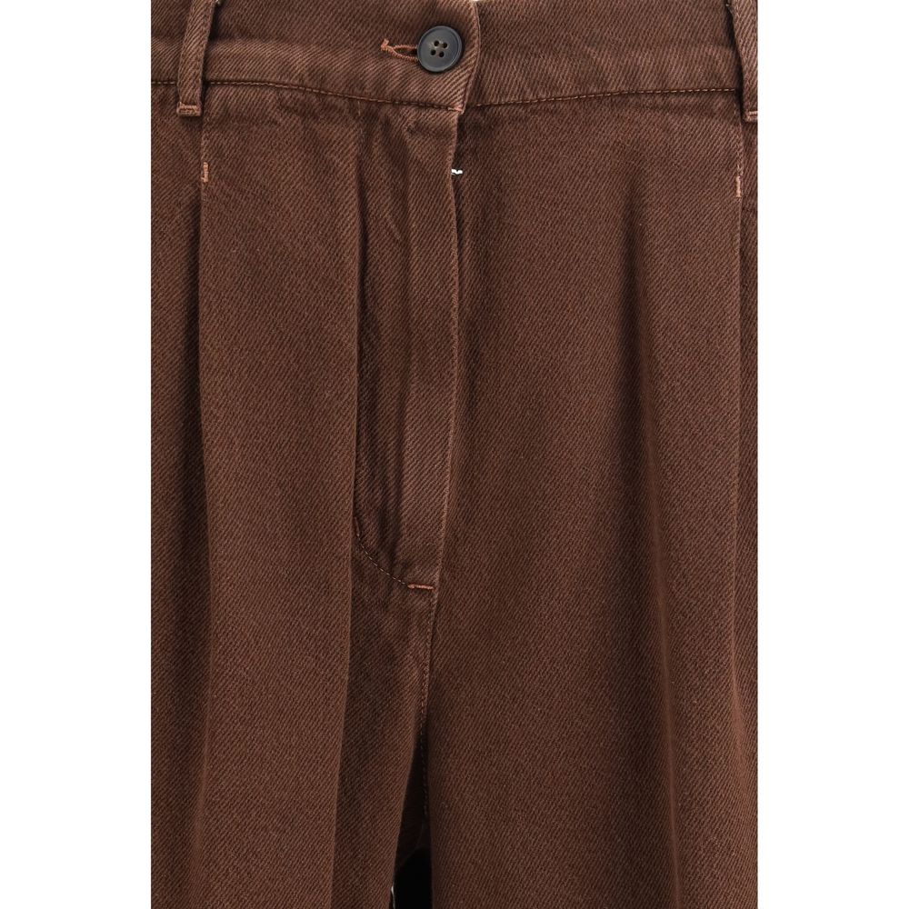 Max Mara Brown Cotton Casual Pants