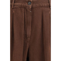 Max Mara Brown Cotton Casual Pants