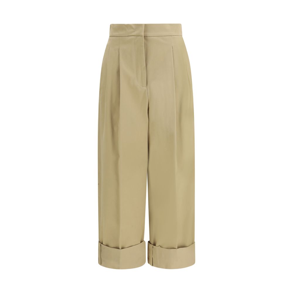 Max Mara Beige Cotton Cropped Pants