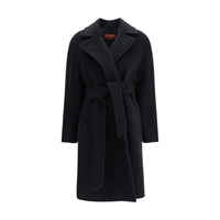 Max Mara Black Fleece Wool Coat