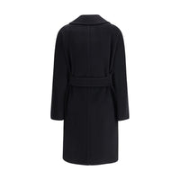 Max Mara Black Fleece Wool Coat