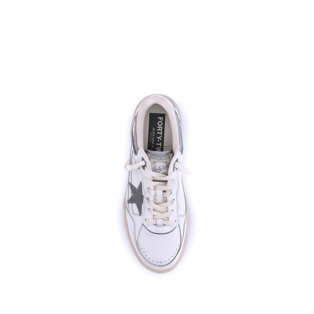 Golden Goose Gray Calf Leather Bos Taurus Chunky Sneakers