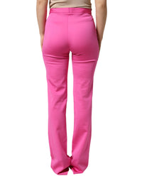 Versace Pink Viscose High Waist Straight Casual Trouser Pants