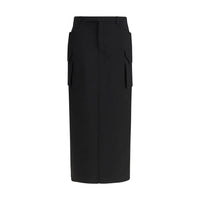 Rick Owens Black Fleece Wool Midi Skirt