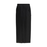 Rick Owens Black Fleece Wool Midi Skirt