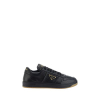 Prada Black Calf Leather Bos Taurus Low Top Sneakers