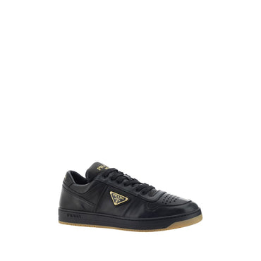 Prada Black Calf Leather Bos Taurus Low Top Sneakers