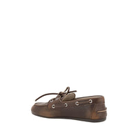 Miu Miu Brown Calf Leather Bos Taurus Slip-On Loafers