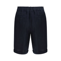 Brunello Cucinelli Blue Linen Bermuda Shorts