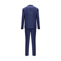 Brunello Cucinelli Blue Fleece Wool Two-Piece Suit