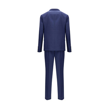 Brunello Cucinelli Blue Fleece Wool Two-Piece Suit