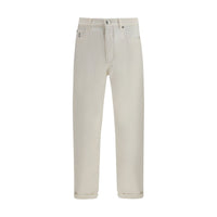 Brunello Cucinelli White Cotton Straight-Leg Jeans