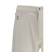 Brunello Cucinelli White Cotton Straight-Leg Jeans