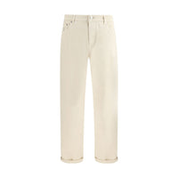 Brunello Cucinelli White Cotton Straight-Leg Jeans