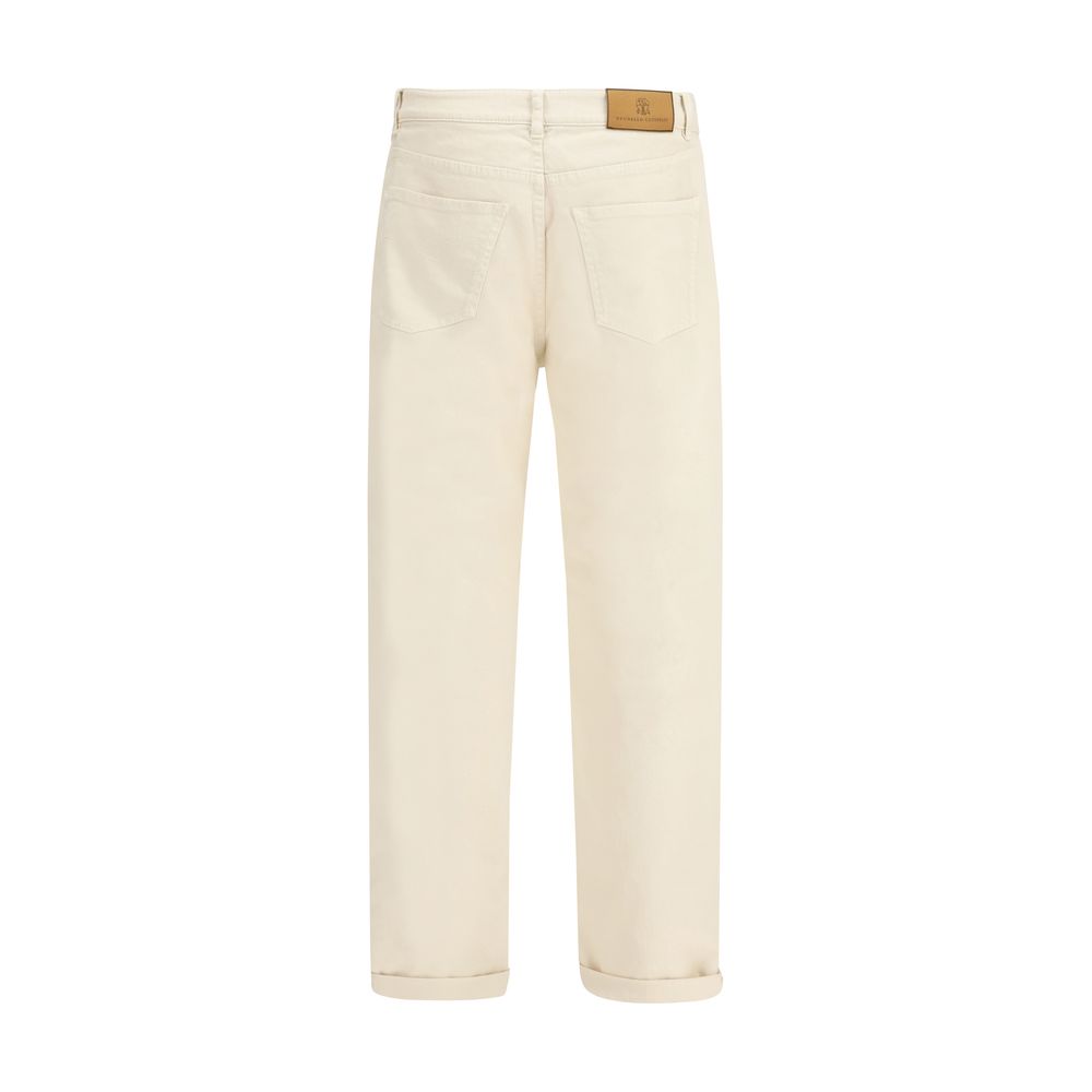 Brunello Cucinelli White Cotton Straight-Leg Jeans