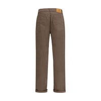 Brunello Cucinelli Brown Cotton Relaxed Fit Jeans - Brown pants on a white background