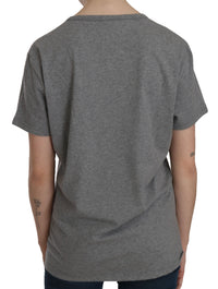 BYBLOS Cotton Grey Short Sleeve Round Neck Top T-shirt Blouse