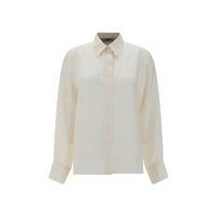 Fendi White Silk Pattern Shirt