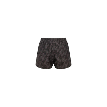 Fendi Gray Polyester Swim Shorts