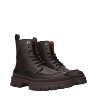 Moncler Brown Leather Ankle Boots