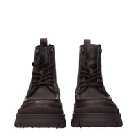 Moncler Brown Leather Ankle Boots
