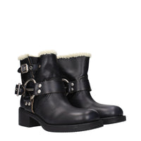Miu Miu Black Leather Ankle Boots