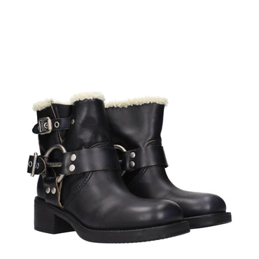 Miu Miu Black Leather Ankle Boots
