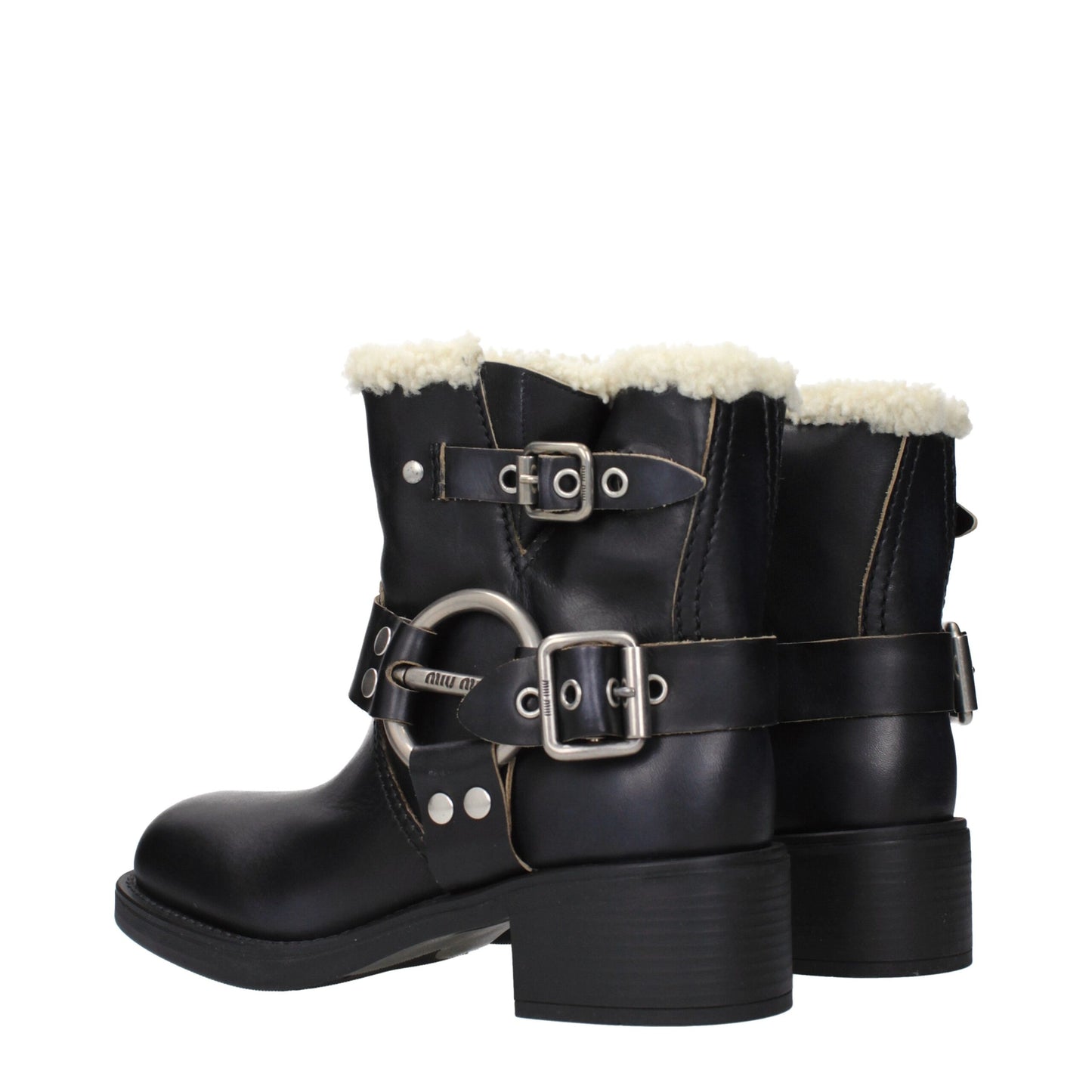 Miu Miu Black Leather Ankle Boots